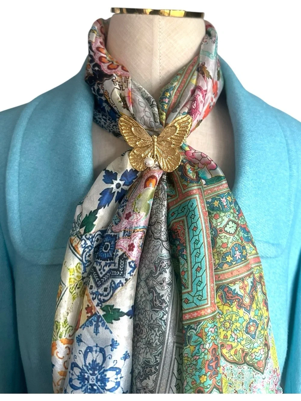 Johnny Was NWT 100% Silk Tassel Scarf Boho Floral Paisley Wrap Shawl